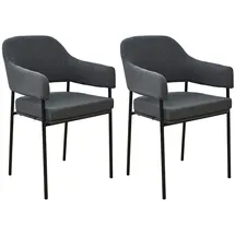 Svita Scarlett 2er Set Esszimmerstühle Armlehnstuhl Polsterstuhl Stoff Grau