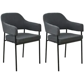 Svita Scarlett 2er Set Esszimmerstühle Armlehnstuhl Polsterstuhl Stoff Grau