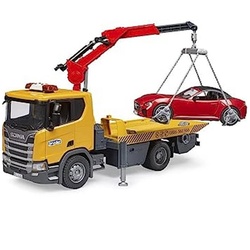 Bruder® Spielzeug-LKW 03552 Scania Super 560R Abschlepp-LKW, mit Licht & Sound und Roadster Spielzeugauto gelb