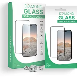 PT line Diamond Glass Anti-Static für iPhone 13 / iPhone 13 Pro / iPhone 14 / iPhone SE (2025) (3D mit schwarzem Rahmen)
