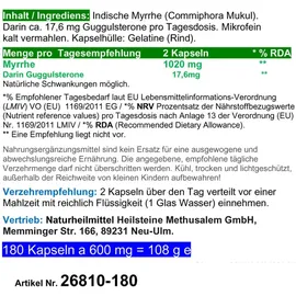 Vitalleben Guggul Indische Myrrhe Ayurveda Guggulsterone Kapseln 180 St.