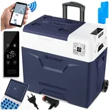 Kesser KESSER® Kompressor Kühlbox elektrisch Gefrierbox, Mit APP-Steuerung USB-Anschluss 12/24 V 230V, +Teleskopstange, Kühlakkus Räder Kühlschrank Kühlung bis -20 °C für Auto, Lkw, Boot, Reisemobil, Camping
