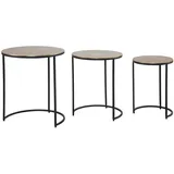 KADIMA DESIGN Eleganter Satztisch Metall Rund, 3er Set, Aluminium Gold/Schwarz