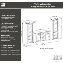 Set One by Musterring Wohnwand »York« Set, 3 Stk. tlg., weiß