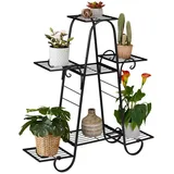 Relaxdays Metall, Vintage, HxBxT: 83 x 75 x 24 cm, Pflanzenregal innen, Blumentreppe mit 7 Ablagen, schwarz