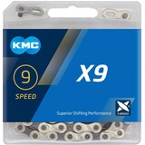 KMC X9 Silver/Grey 9-Fach Kette 1/2" x11/128, 114 Glieder, Silber/grau