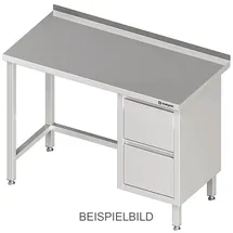 Stalgast Arbeitstisch ohne Grundboden, 1600x700x850 mm, mit 2er Schubladenblock links, ohne Aufkantung, verschweißt