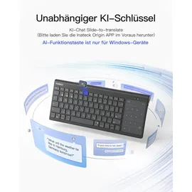 Inateck Tablet Tastatur, 2-IN-1 Ziffernblock&TouchpadVersteckter Ständer, 3 BT-Kanäle, 7-Farben Hintergrundbeleuchtung,Kompatibel mit iPadOS/Samsung/Android/Windows