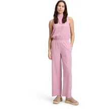 Cartoon Overall "Damen mit hohem Kragen", Damen, Gr. 34, Normalgrößen, lila (lilas), Obermaterial: 55% Leinen, 45% Viskose, tailliert, Rundhals, Overalls Overall, Design