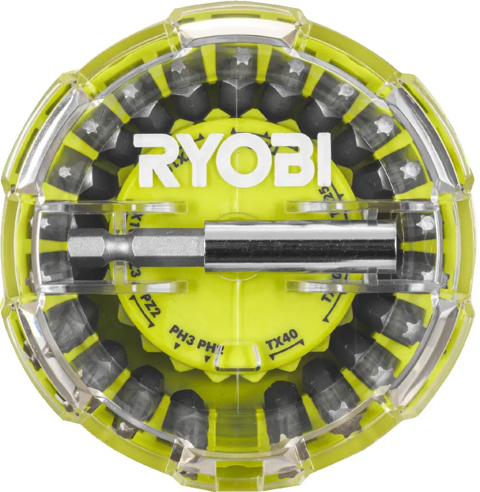 RYOBI 22-teiliges Bitset, Bithalter magnetisch, Schrauberbits RAK22SDHOKT-P