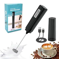 Elektrischer Milchaufschäumer Handheld Milchschäumer Stab USB-C Wiederaufladbar Schnellschaum Kleiner Mixer für Cappuccino, Matcha Latte, Protein, Heiße Schokolade, Milchkaffee, Mischgetränk