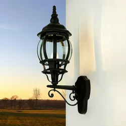 Licht-Erlebnisse Außenwandleuchte BREST Aluminium Glas Vintage Design Landhaus wetterfest E27 Rustikale Wandlampe Balkon Haus Hof, 3381black