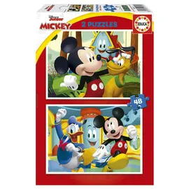 Educa 19312, Mickey Mouse Funhouse, 2x48 Teile Puzzle-Set für Kinder ab 3 Jahren, Disney, Spielhaus, Kinderpuzzle