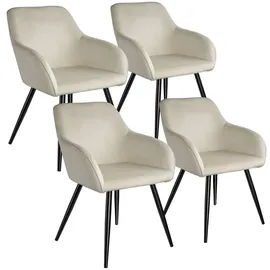 Tectake Marilyn 4 St. Samt creme/schwarz