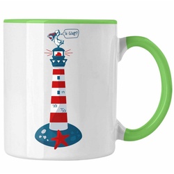 Trendation Tasse Trendation – Is Watt Tasse Geschenk Norddeutschland Moin Leuchtturm Kaffeetasse Möwe Nordnerney Sylt Fähr Baltrum grün