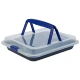 Testrut axentia Kuchenblech Auflaufform mit Deckel Kuchenbackform Kuchenbackblech, (42 x 29 cm Backblech, Backofenblech + Transparenter Deckel mit Griffen), Transporthaube mit 2 praktischen Tragegriffen 42 cm x 29 cm