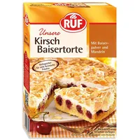 Ruf Backmischung für einen Kuchen mit Kirschen oder Stachelbeeren und Mandeln, mit gelingsicherem Meringue Pulver, 350g
