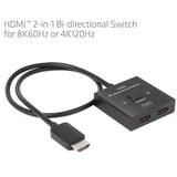 Club 3D HDMI 2-in-1 bidirektionaler Switch 0,5m für 8K60Hz oder 4K120Hz