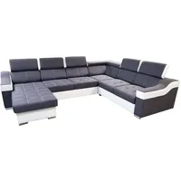 All4All Ecksofa mit Schlaffunktion Geri Pano - XXL Sofa mit Bettkasten - Schlafsofa 318 cm x 250 cm - Wohnlandschaft U-Form - Farbe wählbar - Gewebe mit Kunstleder - Seite Links - Modern 19