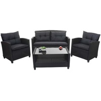 Mendler XXL Poly-Rattan Garnitur HWC-F10, Balkon-/Garten-/Lounge-Set Sitzgruppe, Sofa Sessel mit Kissen Spun Poly anthrazit - Schwarz