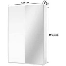 Pol-Power Schwebetürenschrank 125 x 195,5 x 38 cm weiß