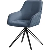 ML-Design Esszimmerstuhl Drehbar aus Textil Webstoff Blau mit Arm Rückenlehne