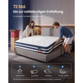 VASAGLE 7-Zonen Taschenfederkernmatratze 160 x 200 cm H3