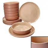 Ritzenhoff & Breker Ritzenhoff 12tlg Tafelservice Jasper Puder Steingut Speiseteller Suppenteller - Beige
