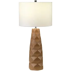 Licht-Erlebnisse Tischleuchte BRIENNE Beige Keramik mit Stoffschirm 1x E27 bis 60W LE57943