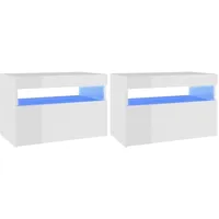 VidaXL Nachttische mit LED-Leuchten 2 Stk. Hochglanz-Weiß 60x35x40cm