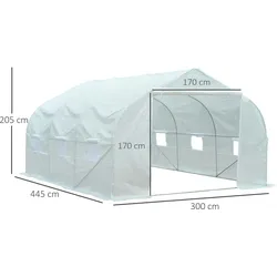 Outsunny - Foliengewächshaus - 445Lx300Wx205Hcm - Weiß