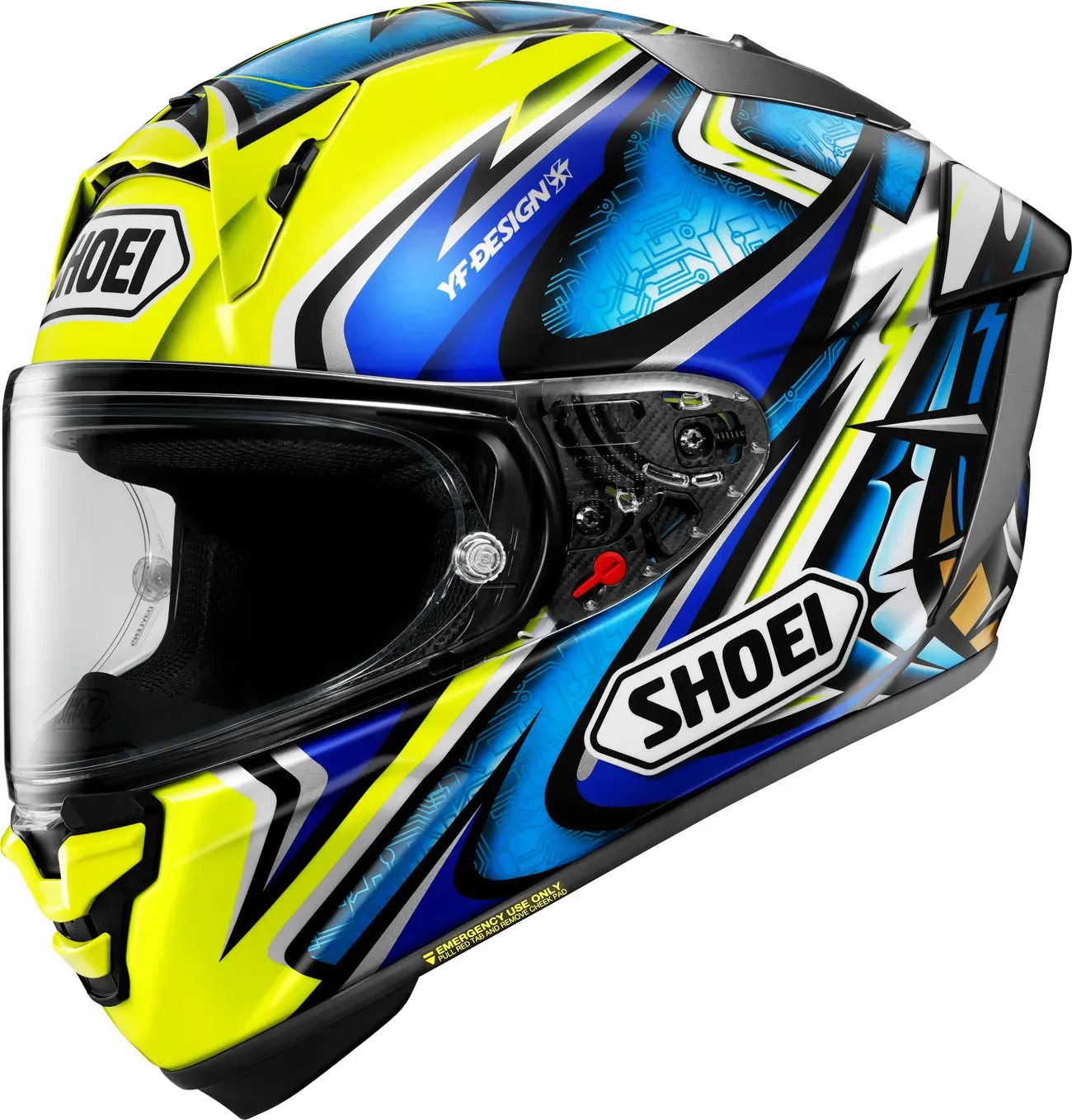 Shoei X-SPR Pro Daijiro, Integralhelm - Blau/Neon-Gelb/Grau - XXL