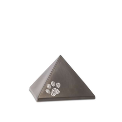 Tierurne Pyramide | einfarbig | Pfötchen aus Swarovski-Kristallen | Urne mit ...