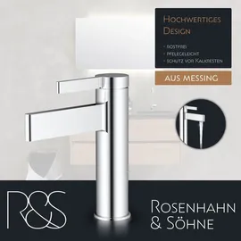 rosenhahn & söhne List M Badarmatur Wasserhahn Badezimmer - Armatur Bad [Chrom] - Heiß + Kalt Waschtischarmatur + Anschlussschläuche