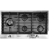 Gurari TY905VPGC Gaskochfeld 90 cm, Edelstahl- Schwarz Emaliert, 4,0 kW WOK, 5 Gasbrenner,Erdgas, FL.Gas