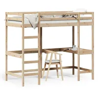 vidaXL Hochbett mit Schreibtisch 90x190 cm Massivholz Kiefer