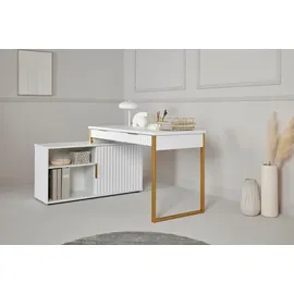 Jahnke Eckschreibtisch Carve Weiß / Gold