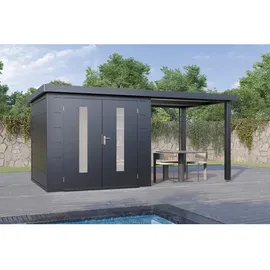 Wolff Finnhaus Premium Metall Gartenhaus Elvar 4824 Anthrazit
