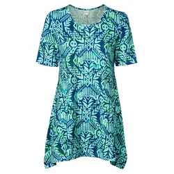 Viskose-Shirt, Druck blau, 40/42