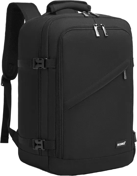 Kono Handgepäck-Rucksack für Ryanair, unter dem Sitz, 40 x 20 x 25 cm, 20 L, schwarz