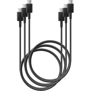 3x Schnell-Ladekabel USB-C 1m 5A schwarz für Sony Xperia 10V 10IV 10III 10II 10 5V 5IV 5III 5II 5 1V 1IV 1III 1II 1 beidseitig USB Typ C Anschluss - Schwarz