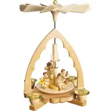 Richard Glaesser Weihnachtspyramide Pyramide Engelkonzert natur, Höhe 19 cm, Handwerkskunst original Erzgebirge