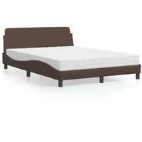 VidaXL Bett mit Matratze Braun 140x190 cm Kunstleder –