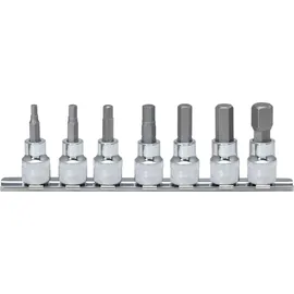 KS Tools 1/4" CHROMEplus Bit-Stecknuss-Satz Innensechskant, 7-tlg. 2,5-8 mm