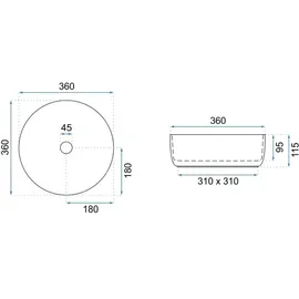 REA Sami Brush Gold/weiss Waschbecken - Aufsatzplatte Sku Rea-U6630