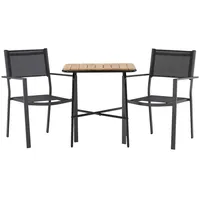 VCM ebuy24 Holmbeck Gartenset Tisch 2 Stühle Natur Schwarz