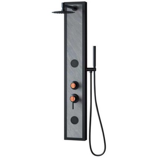 K2O Lusso Zen Duschsäule für Hydromassage, 20 x 7 x 127 cm, mit Wasserhahn, 2 Jets, Handbrause mit Regeneffekt und Antikalk-Spitzen, Steinoptik