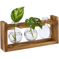 Relaxdays Reagenzglas Vase, runde Glasvasen mit Halterung, Blumen &