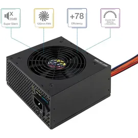 TooQ TQAPOLO-600SP – 600 W ATX-Netzteil mit aktivem PFC, Schwarz