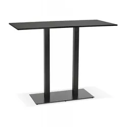 Hochtisch Schwarzes Holz Metall | Eleganter Stehtisch mit Zweisäulenfuß | Bartisch für Esszimmer Küche | Modernes Design | Kadima Design